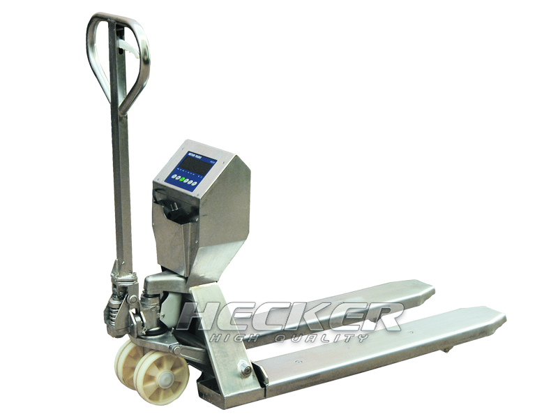 รถลากพาเลทสเตนเลสมีตาชั่ง pallet truck with scale